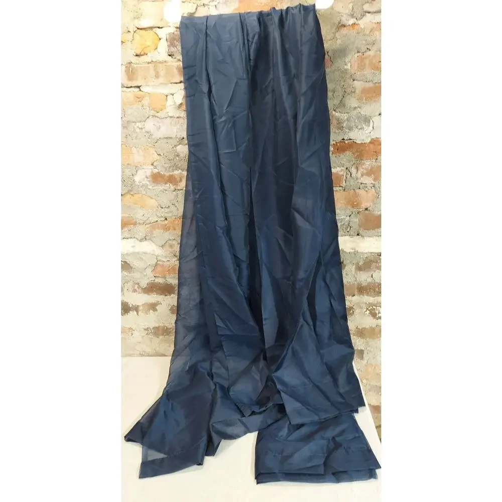 Sheer Curtain Panel Navy Blue Light Filtering Window Treatment 84 inches long